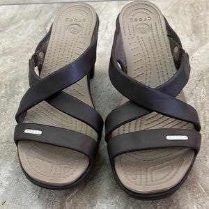 Crocs heeled sandals all plastic